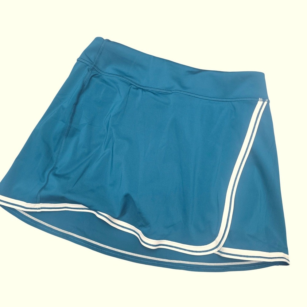 Athleta Crosscourt Tipped Skort Teal Blue Tennis Golf Skirt Size M 587855 NWT